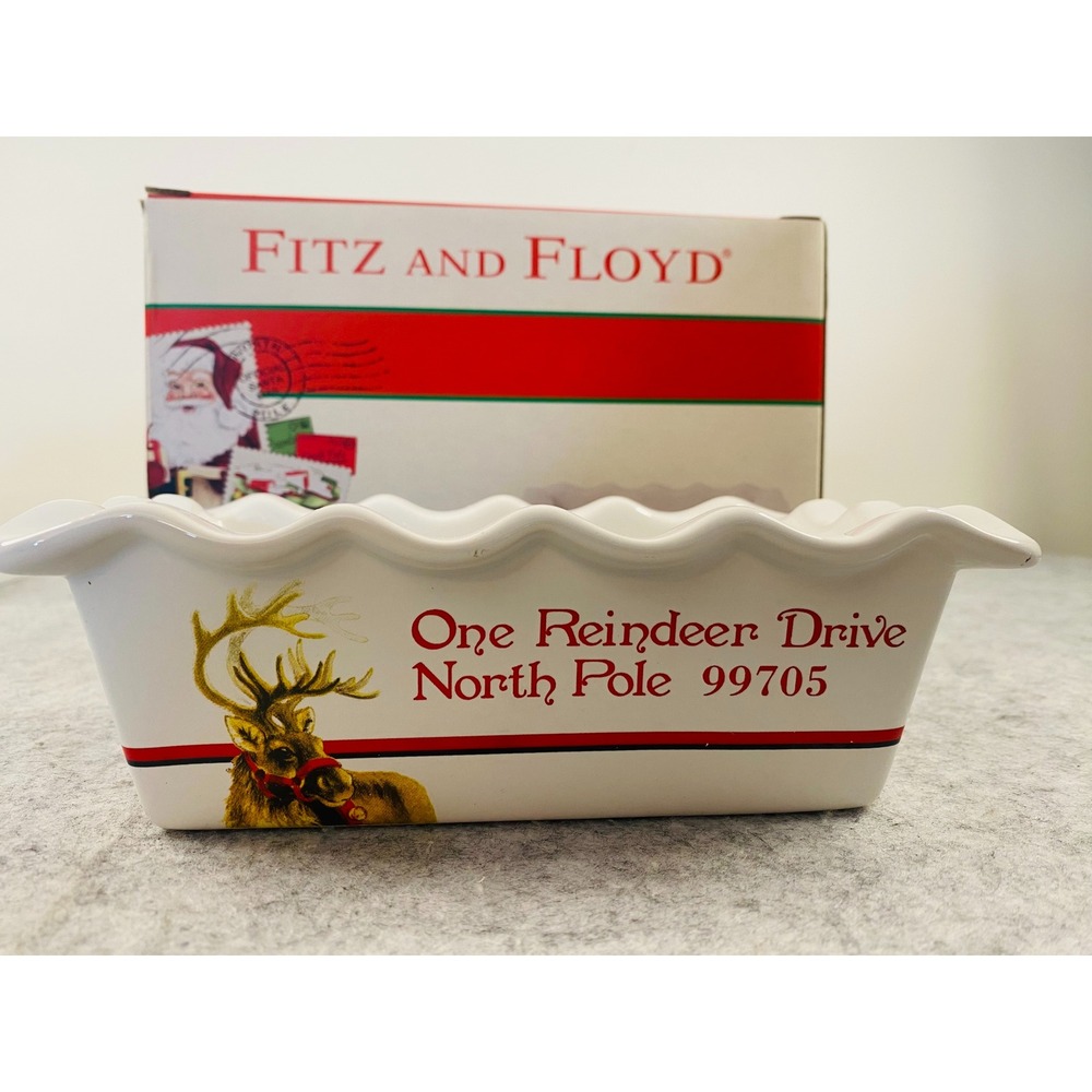 Fitz and Floyd Letters to Santa Christmas Memories Ceramic Loaf Pan NIB